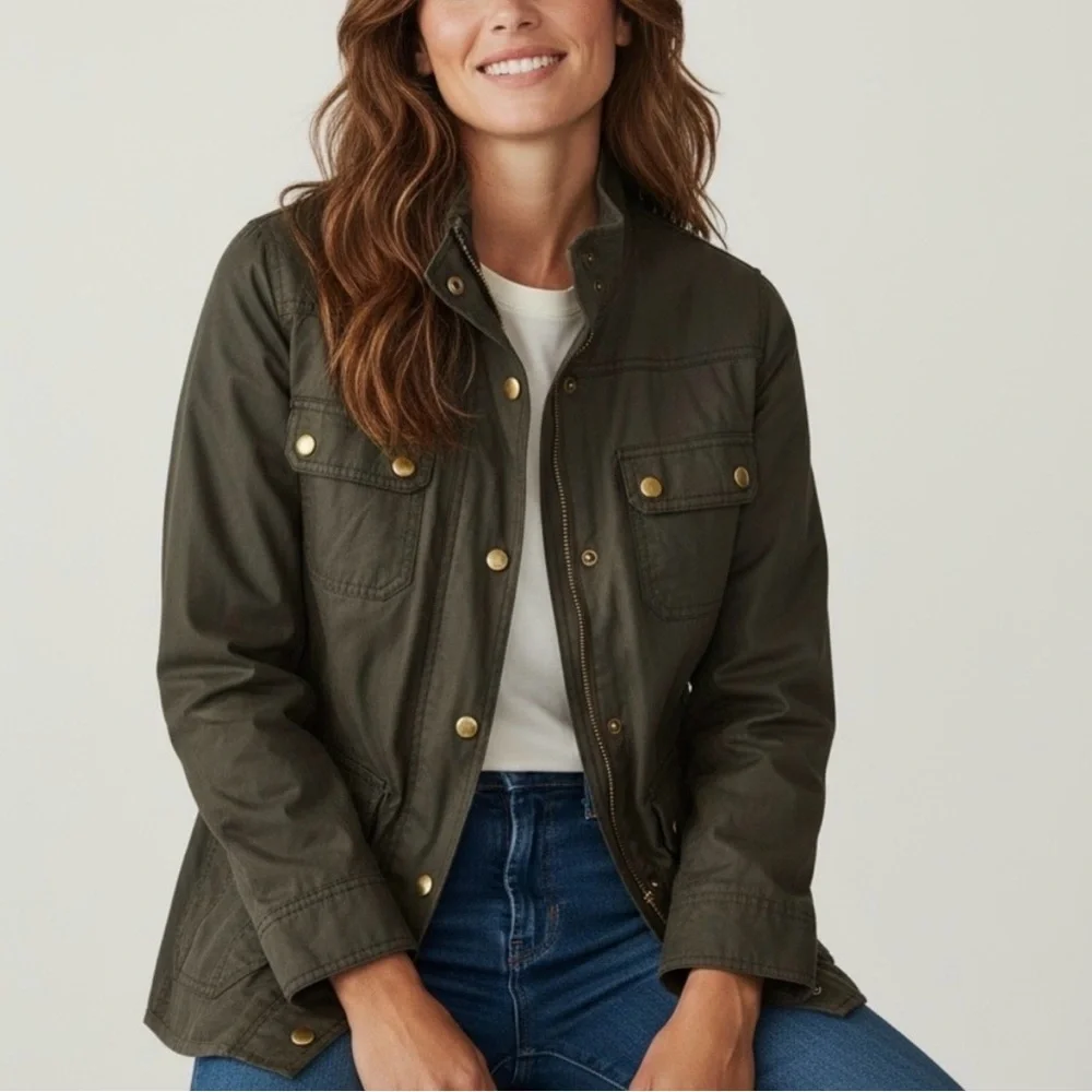 J. Crew Dark Downtown Field Waxed Cotton Utility Jacket